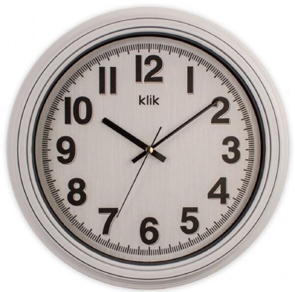 Klik Auris Plastik Kasa Beyaz Renkli 34 cm Çaplı Modern Sessiz Saniye Mekanizmalı Duvar Saati