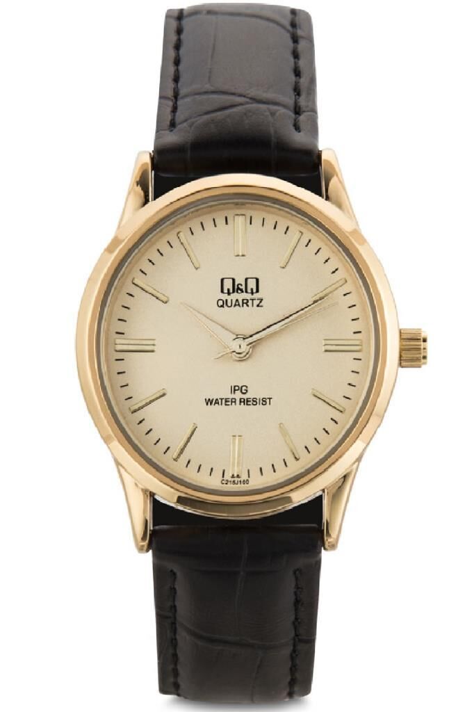 Q&Q C215J100Y Siyah Renk Deri Kordon Kadın Kol Saati