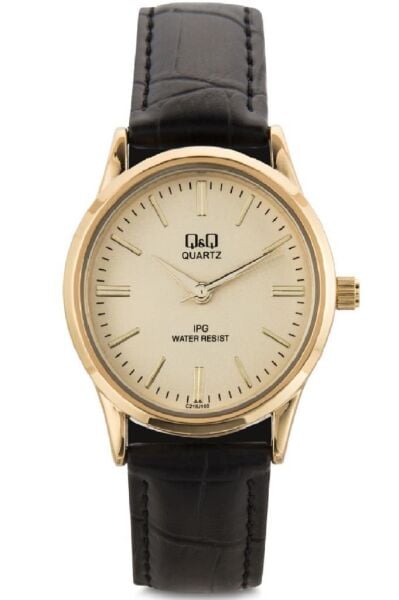 Q&Q C215J100Y Siyah Renk Deri Kordon Kadın Kol Saati