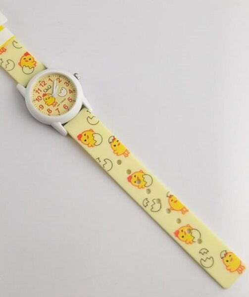 Q&Q V22A-018VY Civciv Desenli Silikon 10 Atm Su Geçirmez Çocuk Kol Saati