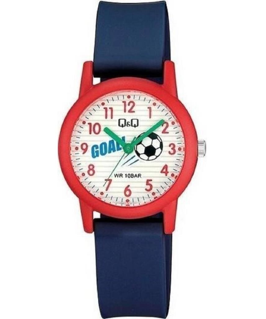 Q&Q V23A-015VY Futbol Topu Desenli Silikon 10 Atm Su Geçirmez Çocuk Kol Saati