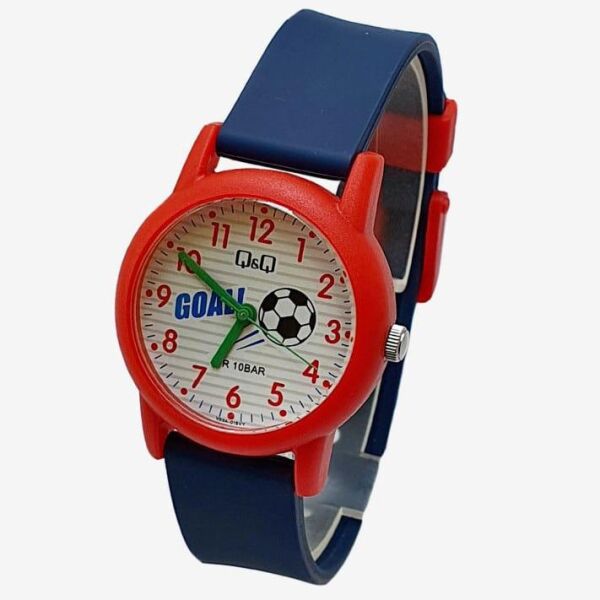 Q&Q V23A-015VY Futbol Topu Desenli Silikon 10 Atm Su Geçirmez Çocuk Kol Saati