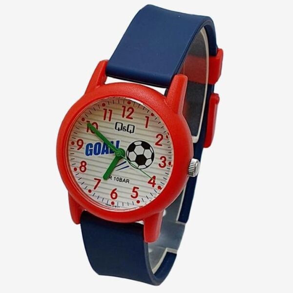 Q&Q V23A-015VY Futbol Topu Desenli Silikon 10 Atm Su Geçirmez Çocuk Kol Saati
