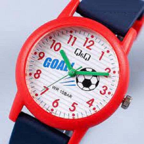 Q&Q V23A-015VY Futbol Topu Desenli Silikon 10 Atm Su Geçirmez Çocuk Kol Saati