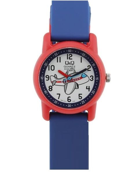 Q&Q VR41J010Y Uçak Desenli Silikon 10 Atm Su Geçirmez Çocuk Kol Saati