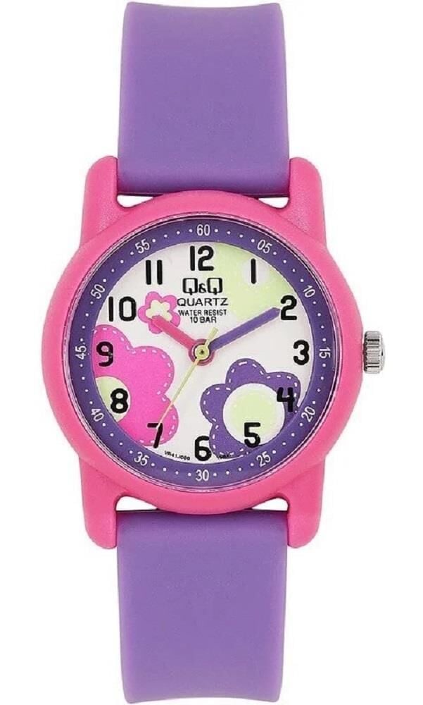 Q&Q VR41J006Y Çiçek Desenli Silikon 10 Atm Su Geçirmez Çocuk Kol Saati