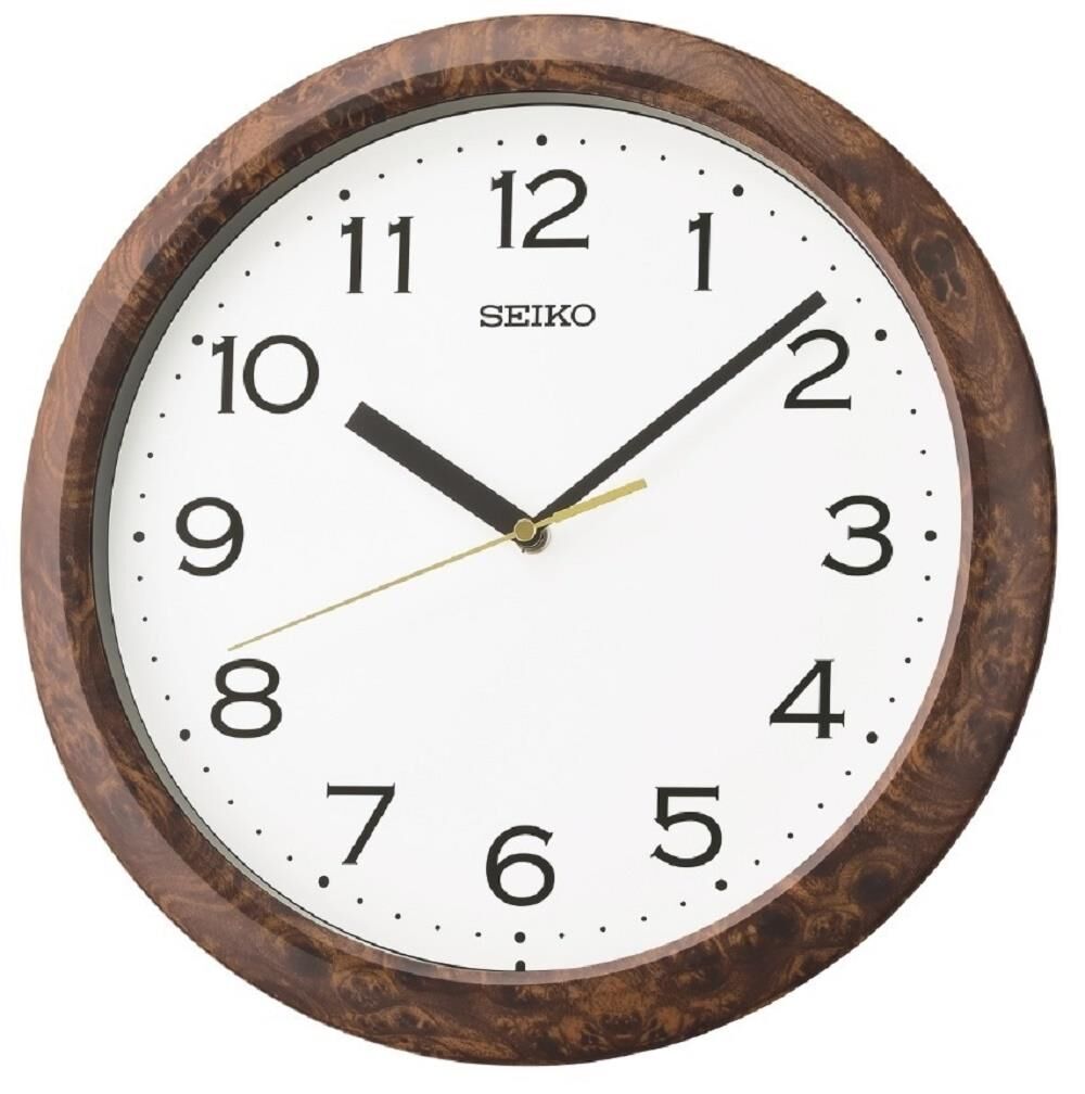 Seiko QHA014B Plastik Kasa Kahverengi Renkli 32 cm Çaplı Modern Dekoratif Quartz Saniye Mekanizmalı Duvar Saati