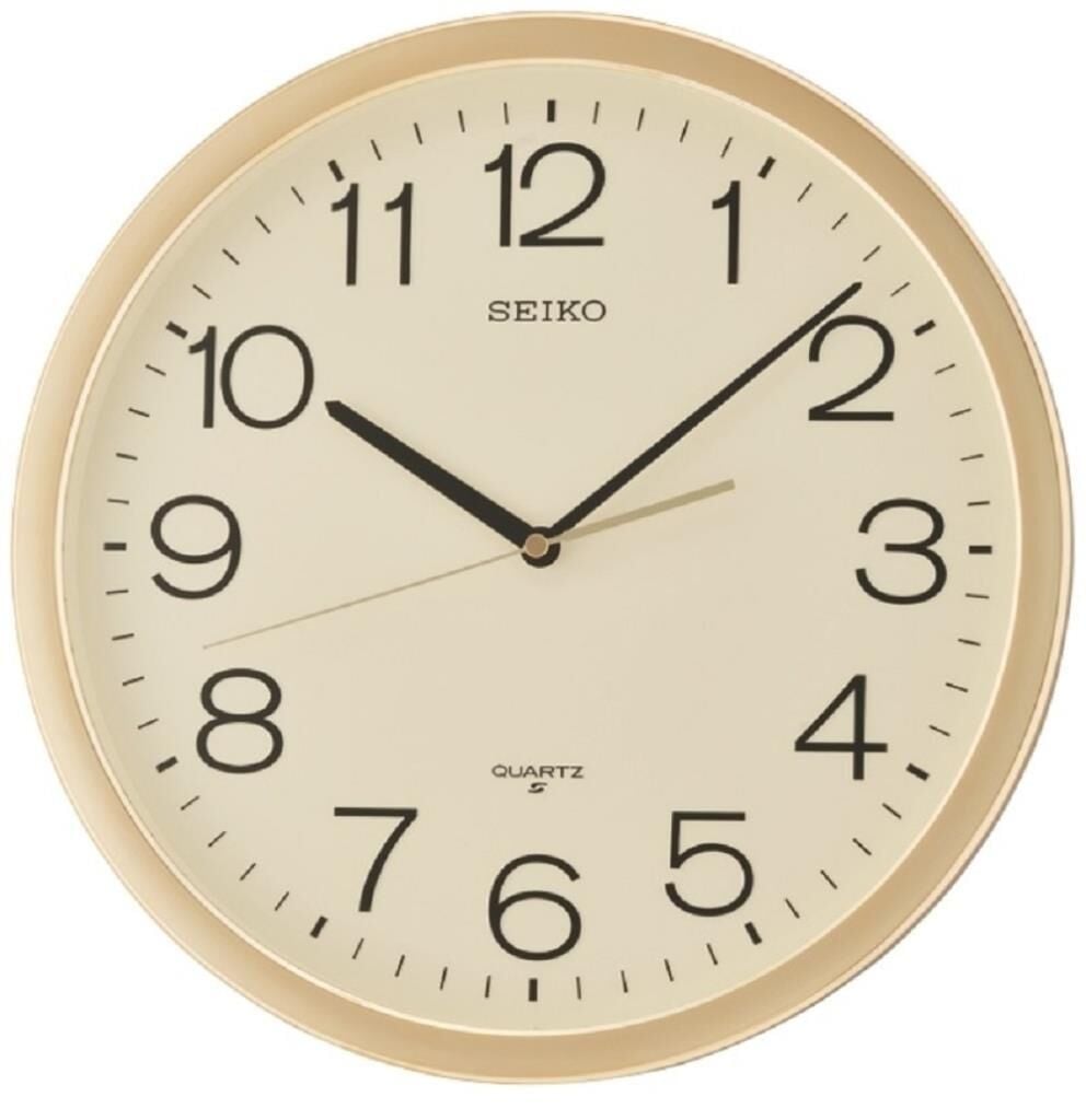 Seiko QXA020A Plastik Kasa Gold Renkli 36.3 cm Çaplı Modern Dekoratif Quartz Saniye Mekanizmalı Duvar Saati