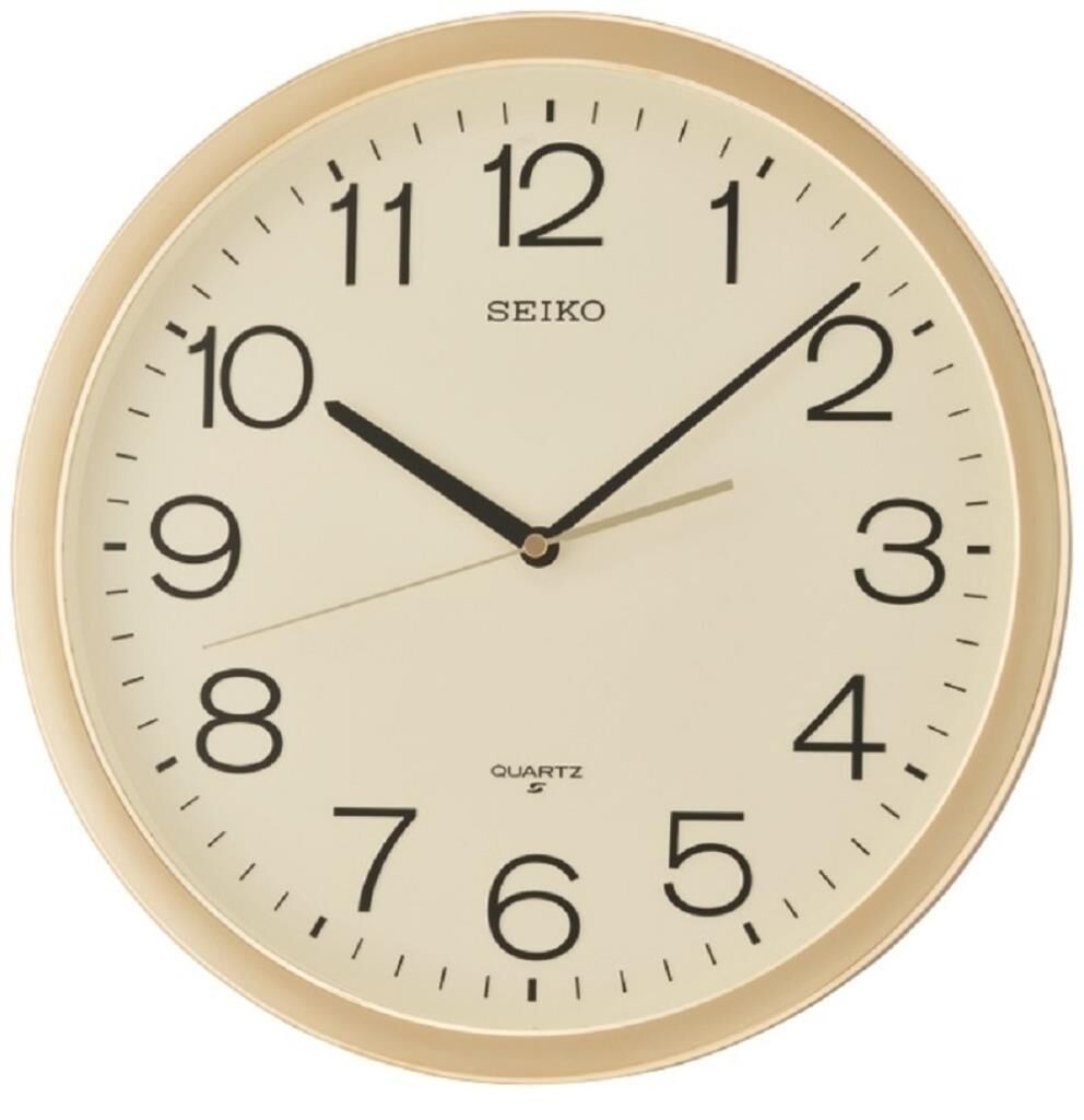 Seiko QXA020A Plastik Kasa Gold Renkli 36.3 cm Çaplı Modern Dekoratif Quartz Saniye Mekanizmalı Duvar Saati