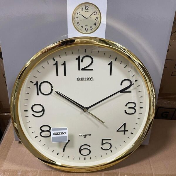 Seiko QXA020A Plastik Kasa Gold Renkli 36.3 cm Çaplı Modern Dekoratif Quartz Saniye Mekanizmalı Duvar Saati