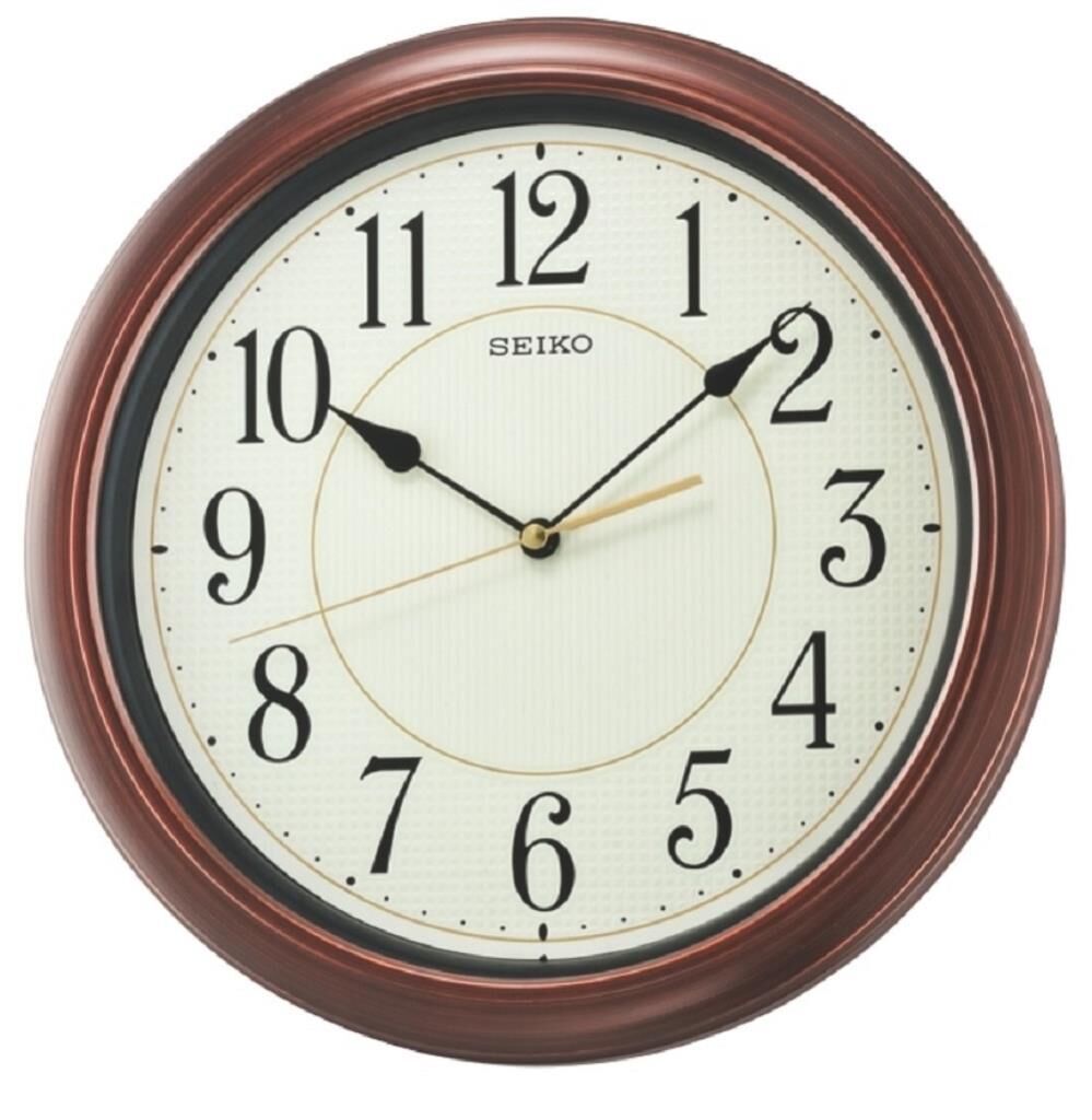 Seiko QXA616B Plastik Kasa Kahverengi Renkli 32.4 cm Çaplı LumiBrite Kaplama Kadranlı Modern Sessiz Saniye Mekanizmalı Duvar Saati