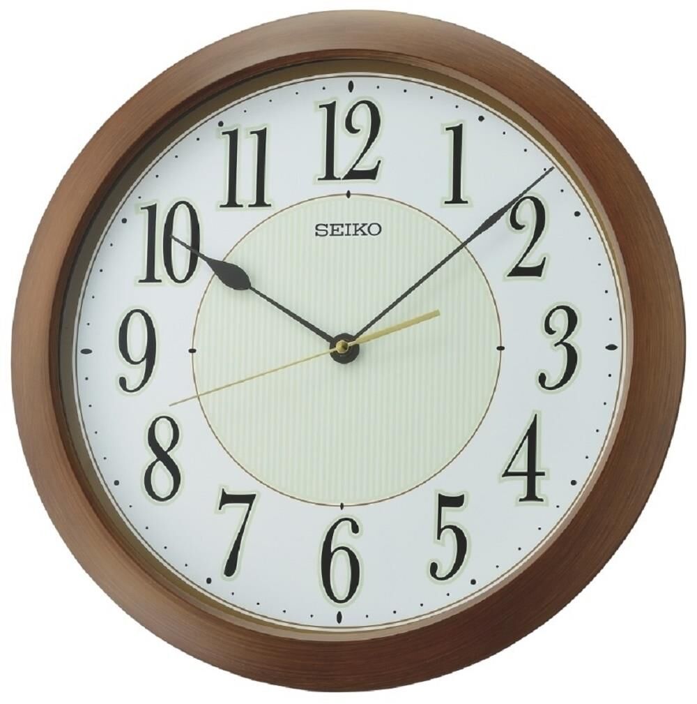 Seiko QXA824B Plastik Kasa Kahverengi Renkli 41 cm Çaplı Fosforlu Modern Dekoratif Sessiz Saniye Mekanizmalı Duvar Saati