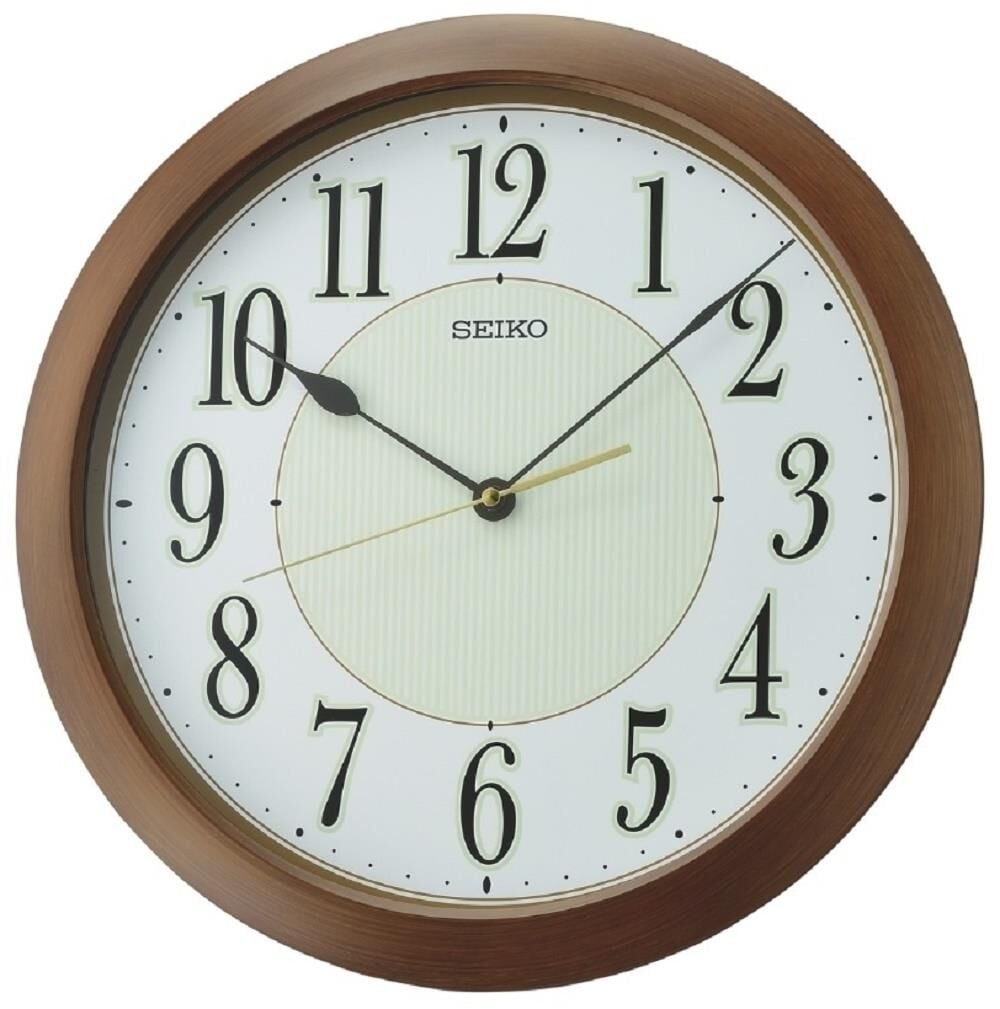 Seiko QXA824B Plastik Kasa Kahverengi Renkli 41 cm Çaplı Fosforlu Modern Dekoratif Sessiz Saniye Mekanizmalı Duvar Saati