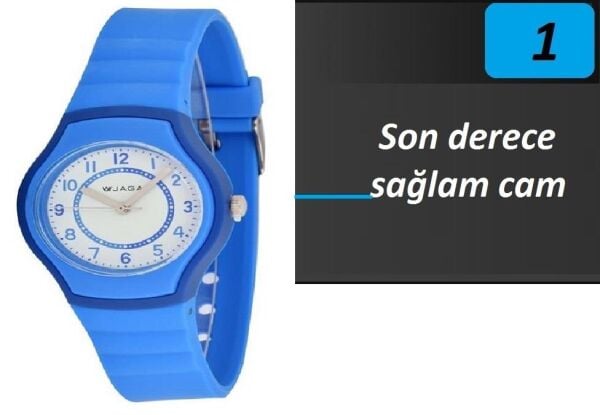 Jaga AQ1191-OEEE-D2B 7-12 Yaş Mavi Renkli Silikon 5 Atm Çocuk Kol Saati