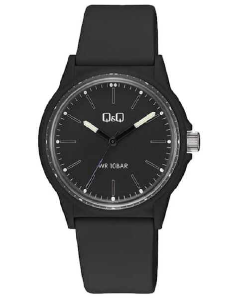 Q&Q V00A-002VY Siyah Renkli Silikon 10 Bar Su Geçirmez Genç Kol Saati