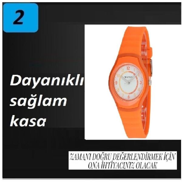 Jaga AQ1191-0III-D2A 7-12 Yaş Turuncu Renkli Silikon 5 Atm Çocuk Kol Saati