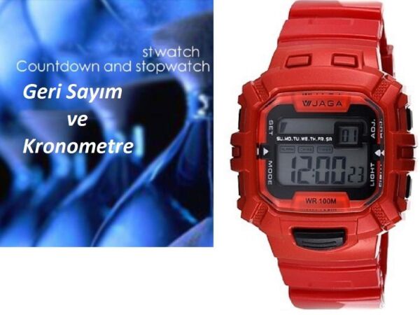 JAGA M0938-0GGG-2 Alarm Kronometre Aydınlatmalı Dijital Genç Kol Saati