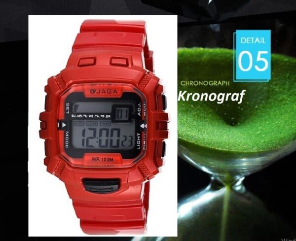 JAGA M0938-0GGG-2 Alarm Kronometre Aydınlatmalı Dijital Genç Kol Saati