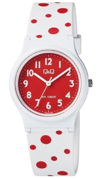 Q&Q VP46J060Y Kırmızı Puanlı Silikon 10 Atm Su Geçirmez Çocuk Kol Saati