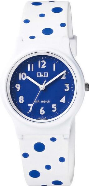 Q&Q VP46J061Y Mavi Puanlı Silikon 10 Atm Su Geçirmez Çocuk Kol Saati