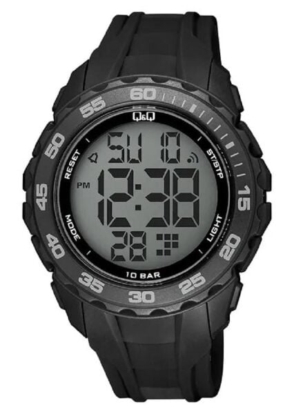 Q&Q G06A-001VY Siyah Renkli Alarmlı Tarihli Kronometreli Işıklı 10 Atm Genç Kol Saati