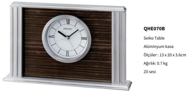 Seiko QHE070B Beep Alarm Alüminyum Kasa Alarmlı Ev Ofis Masa Saati