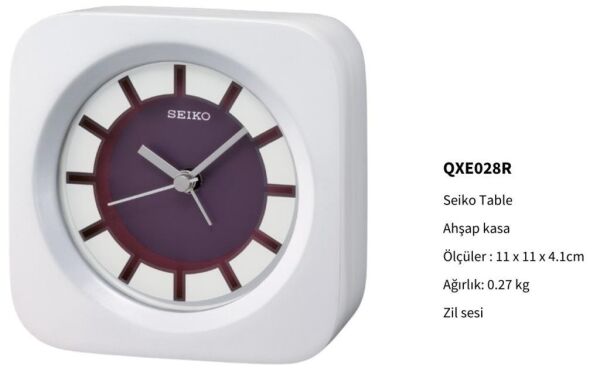 Seiko QXE028R Beep Alarm Ahşap Kasa Masa Saati