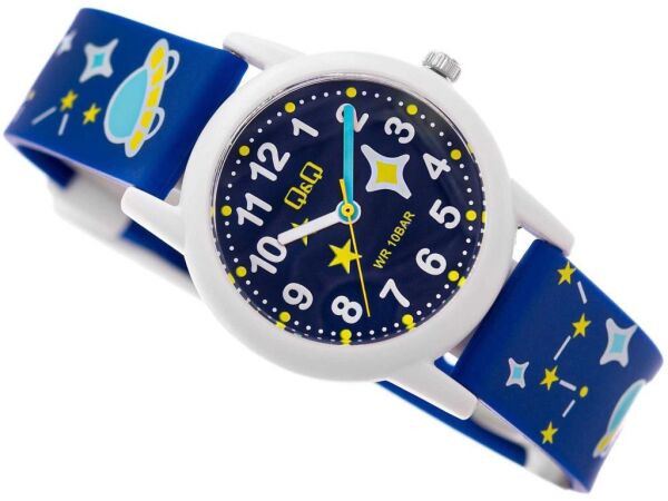 Q&Q V23A-017VY Quartz Uzay Desenli Silikon 10 Atm Su Geçirmez Çocuk Kol Saati