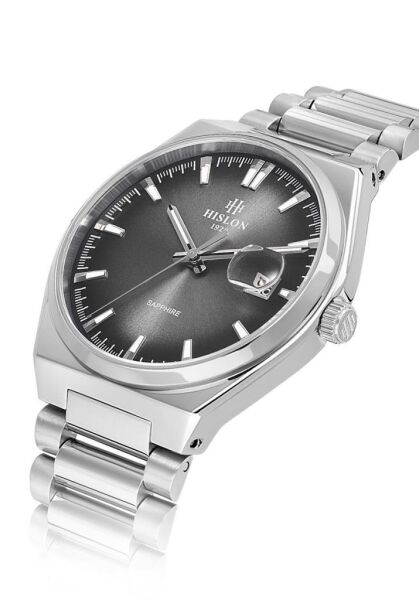Hislon CL222S-04SS Takvinli Safir Cam Erkek Kol Saati