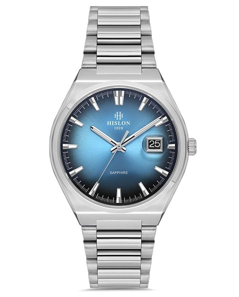 Hislon CL222S-11SS Takvinli Safir Cam Erkek Kol Saati