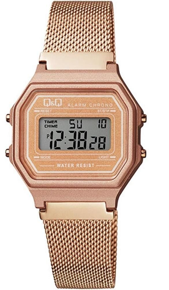 Q&Q M173J030Y Rose Renkli Kronometreli Alarmlı Işıklı Kadın Kol Saati