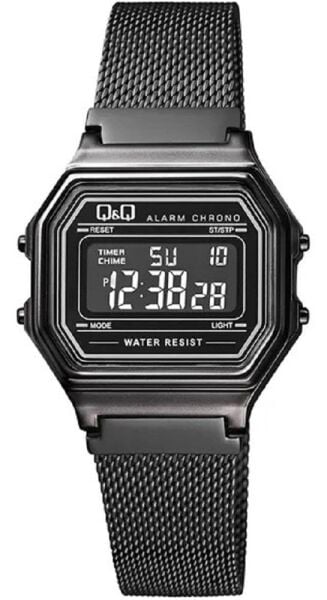 Q&Q M173J029Y Siyah Renkli Kronometreli Alarmlı Işıklı Kadın Kol Saati