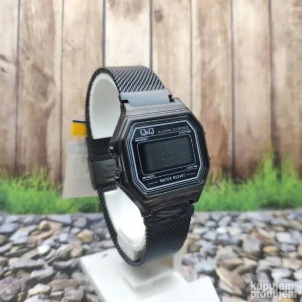 Q&Q M173J029Y Siyah Renkli Kronometreli Alarmlı Işıklı Kadın Kol Saati