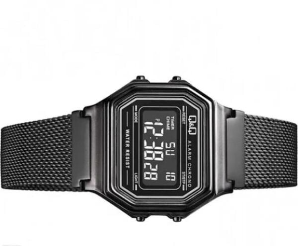 Q&Q M173J029Y Siyah Renkli Kronometreli Alarmlı Işıklı Kadın Kol Saati