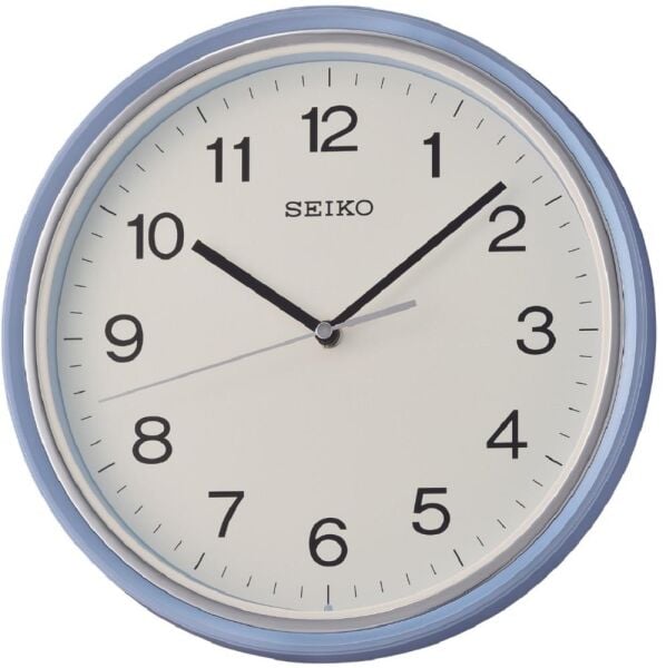 Seiko QHA008L Plastik Kasa Mavi Renkli 27.5 cm Çaplı Quartz Mekanizmalı Duvar Saati
