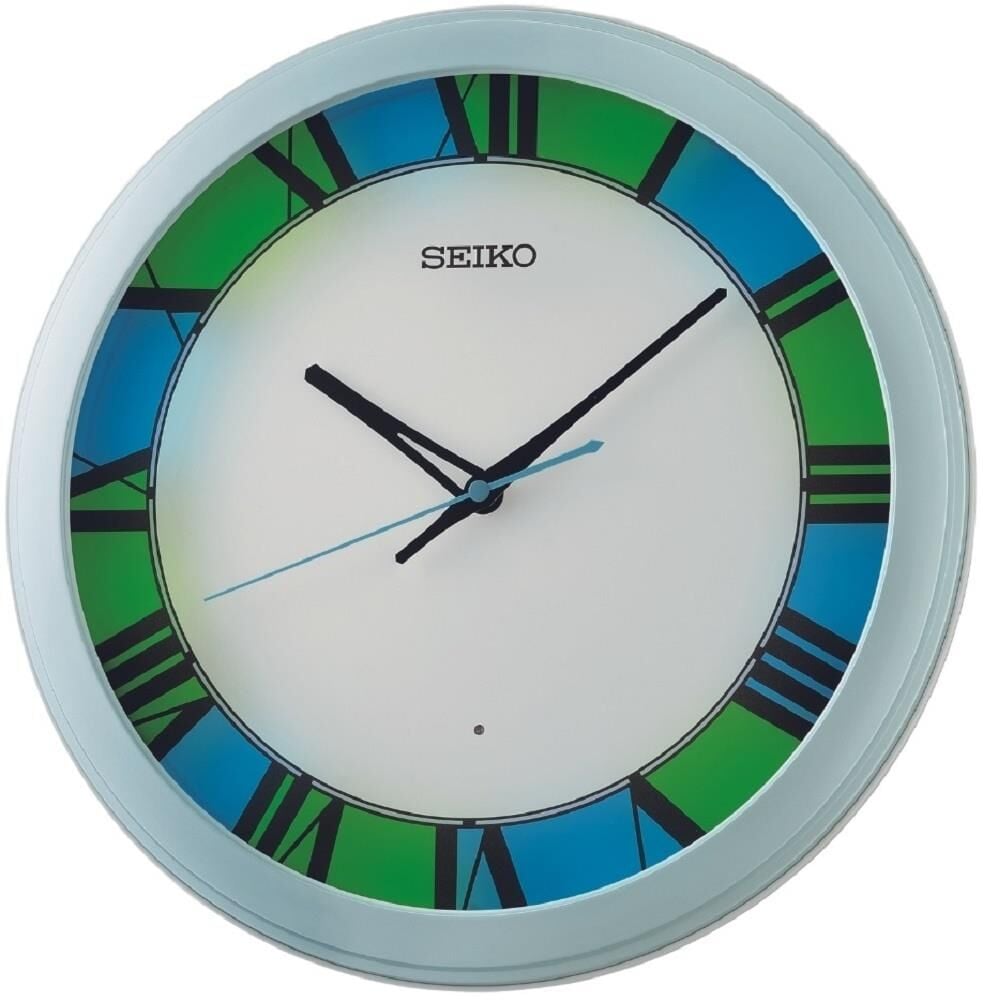 Seiko QHA010L Plastik Kasa Beyaz Renkli 33 cm Çaplı Sensörlü Otomatik Sabit Işıklı Quartz Mekanizmalı Duvar Saati