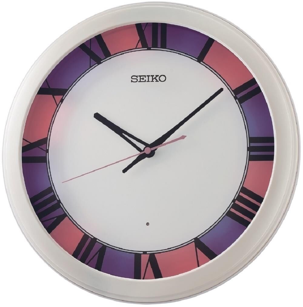 Seiko QHA010W Plastik Kasa Beyaz Renkli 33 cm Çaplı Sensörlü Otomatik Sabit Işıklı Quartz Mekanizmalı Duvar Saati