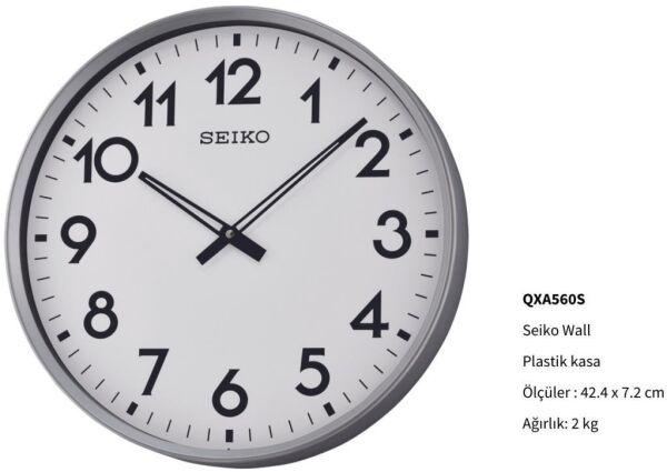 Seiko QXA560S Plastik Kasa Metalik Renkli 42.4 cm Çaplı Modern Dekoratif Salon Quartz Saniye Mekanizmalı Duvar Saati