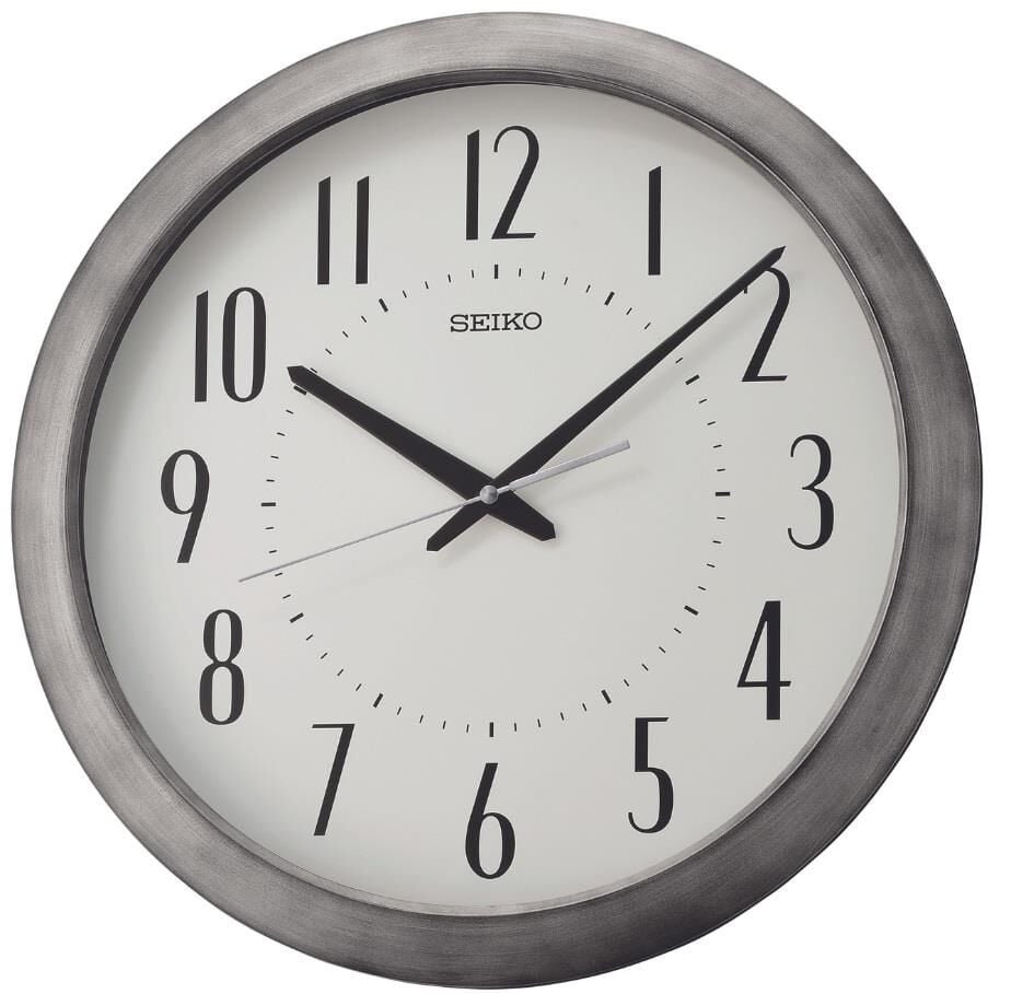 Seiko QXA598S Plastik Kasa Gri Renkli 41 cm Çaplı Eskitme Cilalı Modern Dekoratif Sessiz Saniye Mekanizmalı Duvar Saati