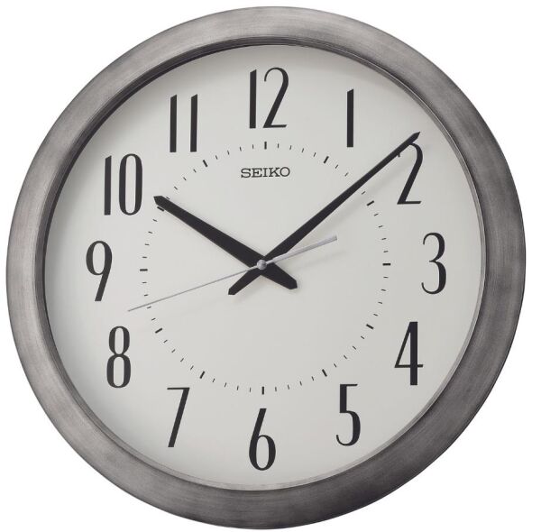 Seiko QXA598S Plastik Kasa Gri Renkli 41 cm Çaplı Eskitme Cilalı Modern Dekoratif Sessiz Saniye Mekanizmalı Duvar Saati