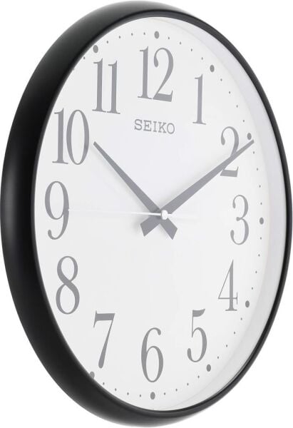 Seiko QXA728K Plastik Kasa Siyah Renkli 33.4 cm Çaplı Modern Dekoratif Sessiz Saniye Mekanizmalı Duvar Saati