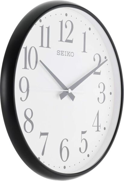 Seiko QXA728K Plastik Kasa Siyah Renkli 33.4 cm Çaplı Modern Dekoratif Sessiz Saniye Mekanizmalı Duvar Saati