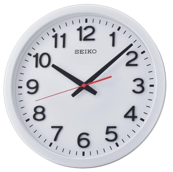 Seiko QXA732W Plastik Kasa Beyaz Renkli 35 cm Çaplı 3 Boyutlu İndeksli Sessiz Saniye Mekanizmalı Duvar Saati