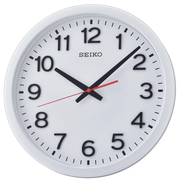 Seiko QXA732W Plastik Kasa Beyaz Renkli 35 cm Çaplı 3 Boyutlu İndeksli Sessiz Saniye Mekanizmalı Duvar Saati