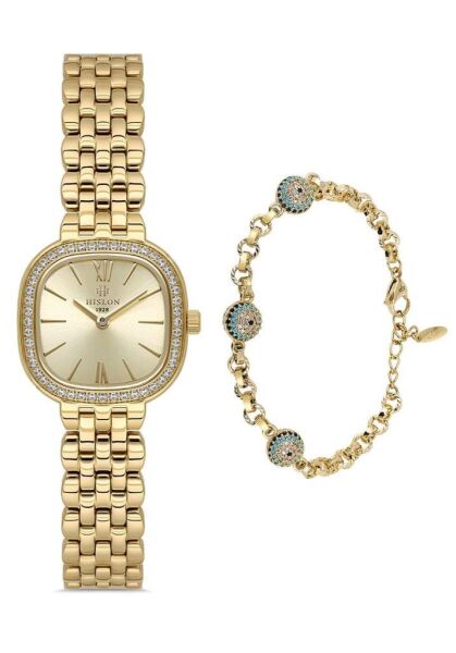 Hislon QL220G-08STS (SET) Bileklik Hediyeli Kadın Kol Saati
