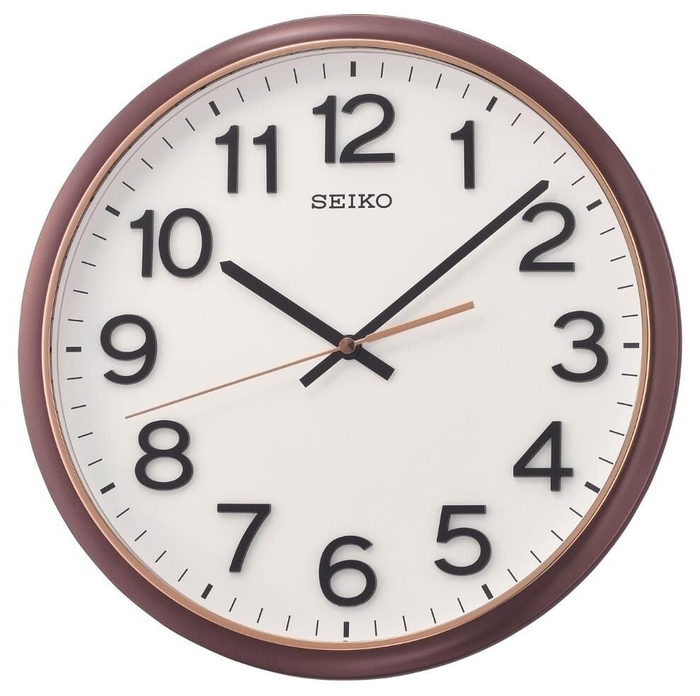 Seiko QXA750B Plastik Kasa Kahverengi Renkli 31 cm Çaplı 3 Boyutlu Rakamlı Sessiz Saniye Mekanizmalı Duvar Saati