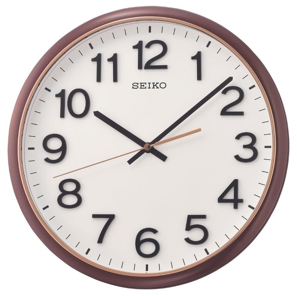 Seiko QXA750B Plastik Kasa Kahverengi Renkli 31 cm Çaplı 3 Boyutlu Rakamlı Sessiz Saniye Mekanizmalı Duvar Saati