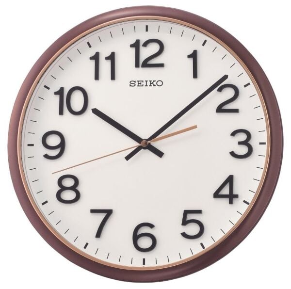 Seiko QXA750B Plastik Kasa Kahverengi Renkli 31 cm Çaplı 3 Boyutlu Rakamlı Sessiz Saniye Mekanizmalı Duvar Saati