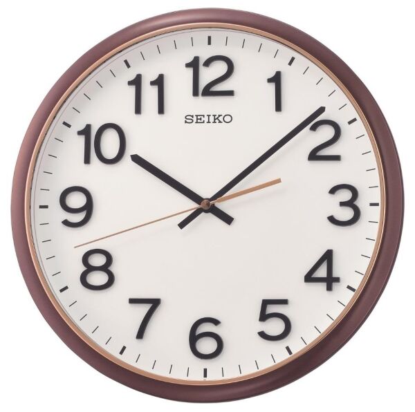 Seiko QXA750B Plastik Kasa Kahverengi Renkli 31 cm Çaplı 3 Boyutlu Rakamlı Sessiz Saniye Mekanizmalı Duvar Saati