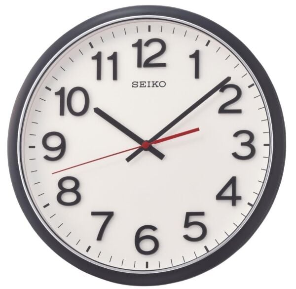 Seiko QXA750K Plastik Kasa Siyah Renkli 35 cm Çaplı 3 Boyut İndeks İbreli Modern Sessiz Saniye Mekanizmalı Duvar Saati